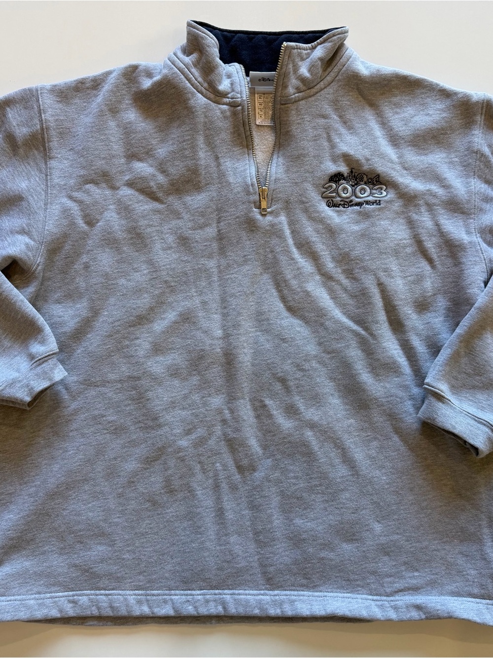 Vintage Disney Quarter Zip 2003 Walt Disney World Fleece Sweatshirt Gray XL